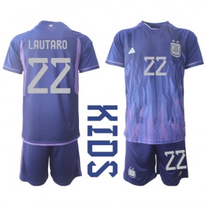 Argentina Lautaro Martinez #22 Replica Away Stadium Kit for Kids World Cup 2022 Short Sleeve (+ pants)